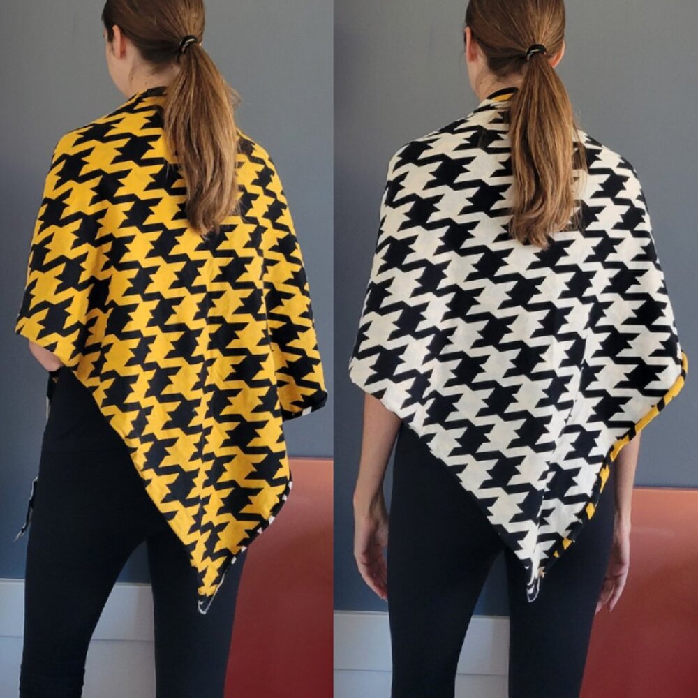 Zara - Bold Graphic Houndstooth Scarf - Yellow / White / Black - Picture 2 of 9